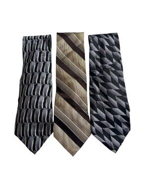 Arrow Lot of 3 Men's Neck Ties 100% Silk Grey Brown Black Office Professional